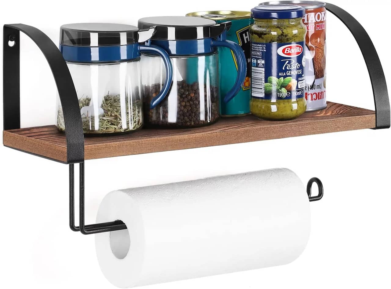 NEX™ 15" Wall Mounted Paper Towel Holder with Wood Shelf